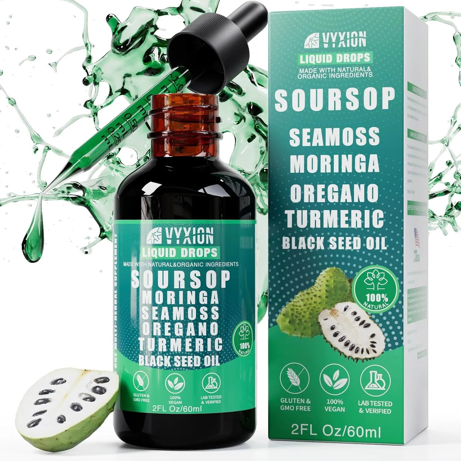 Vyxion Soursop Bitters Liquid Drops, Original, 2 fl oz