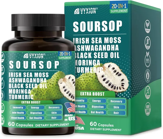 Vyxion Soursop Graviola Capsules, 60 capsules